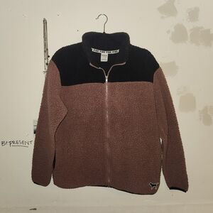 PINK Sherpa Zip Up Jacket | Small